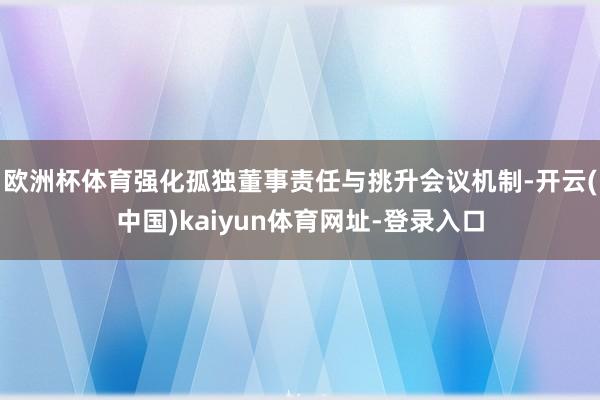 欧洲杯体育强化孤独董事责任与挑升会议机制-开云(中国)kaiyun体育网址-登录入口